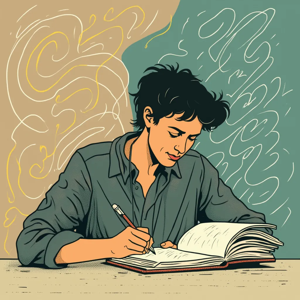 Persona escribiendo con fluidez